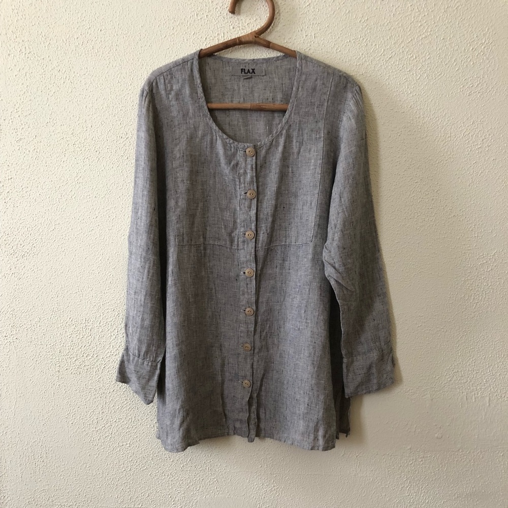 FLAX Linen Buttondown Tunic M